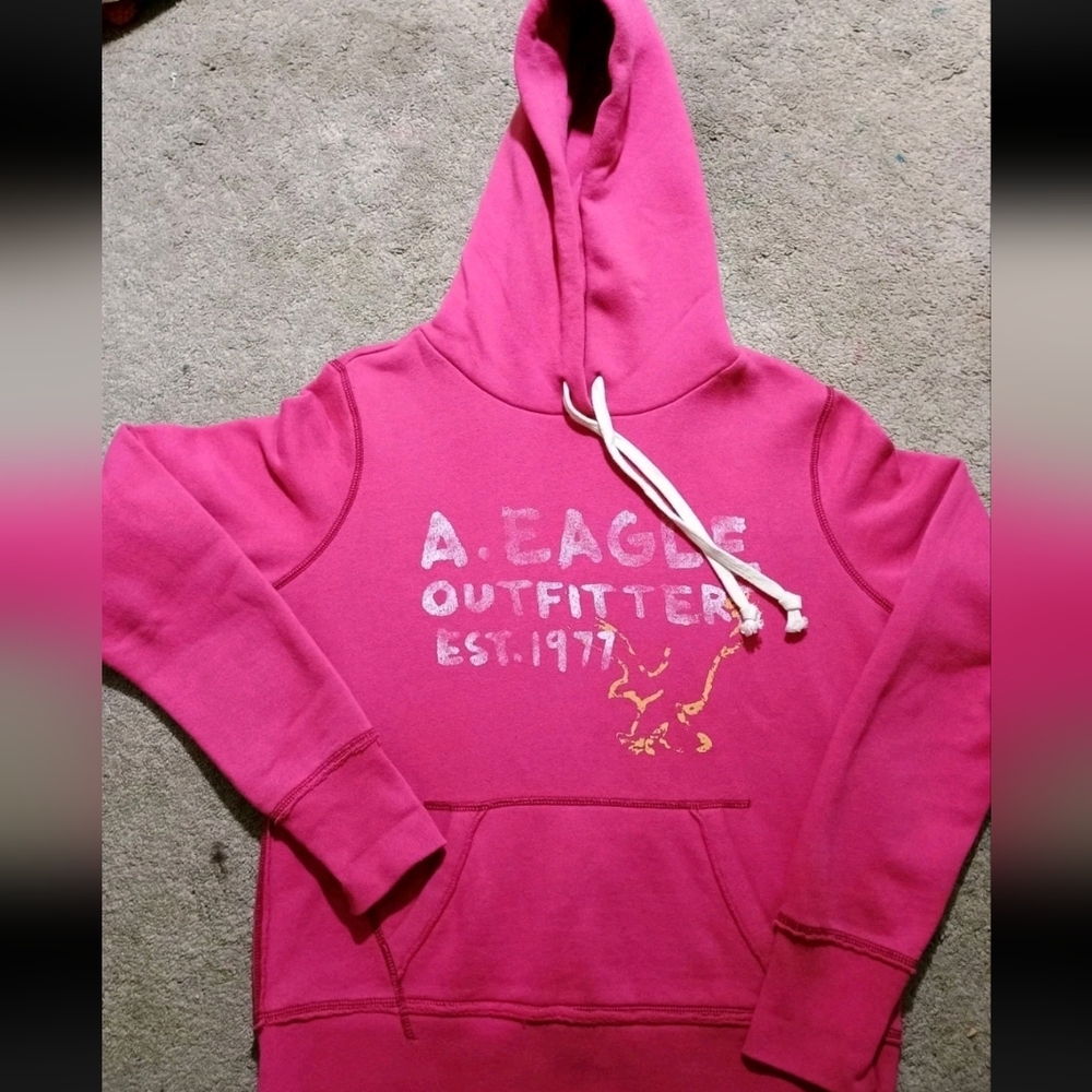VTG Y2K American Eagle Outfitters Hot Pink Pullover Hoodie Sweatshirt Women's M